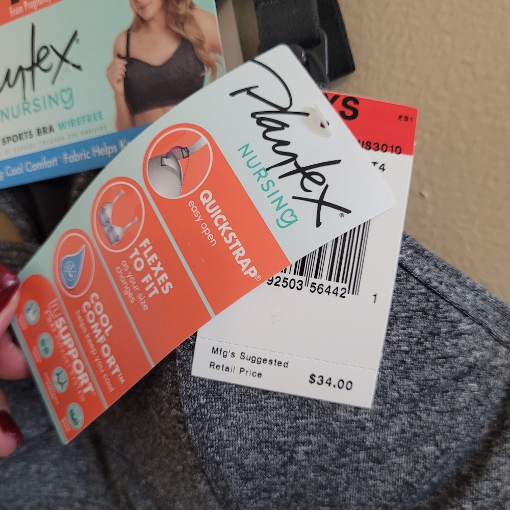 4/$15 SALE Playtex | Nursing Pregnancy Sports Bra Racerback Wireless  X-small - Picture 7 of 7